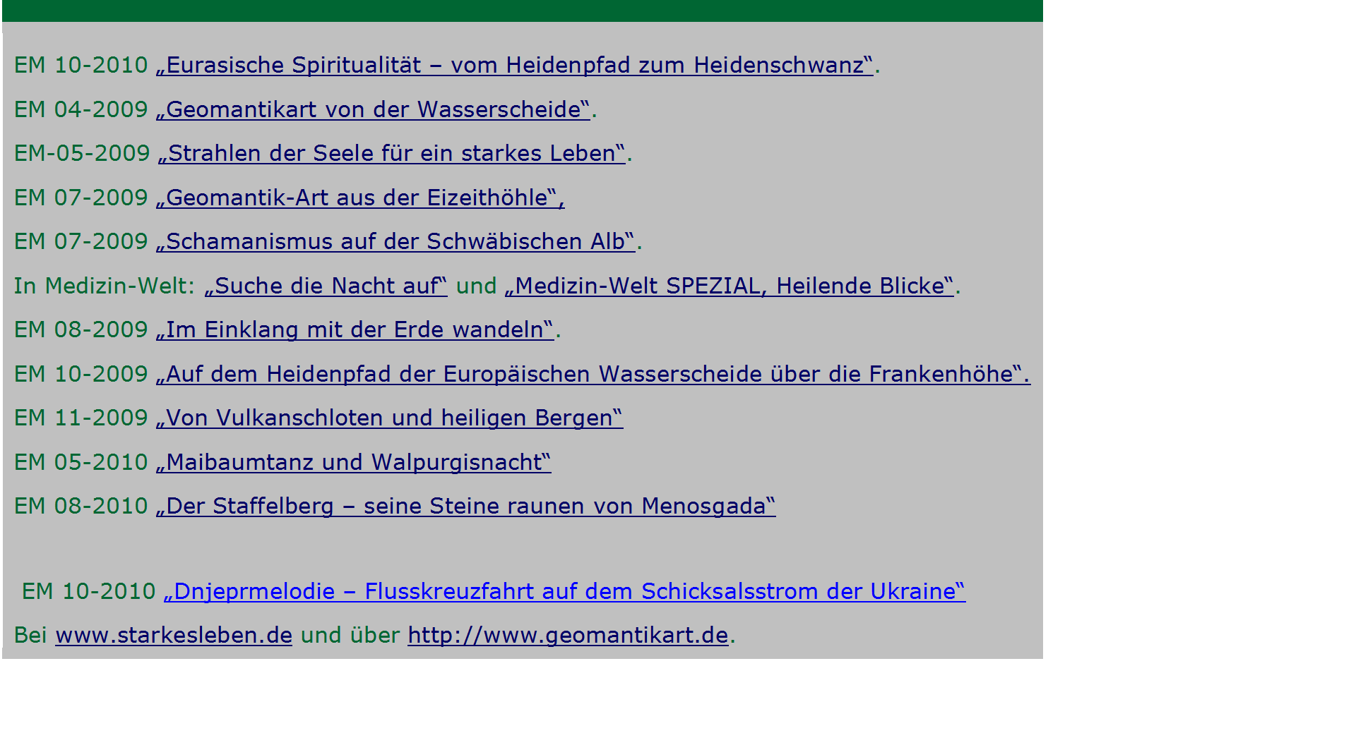 Eurasische Spiritualit�t - kostenlose Informationen - Exklusives Linkverzeichnis